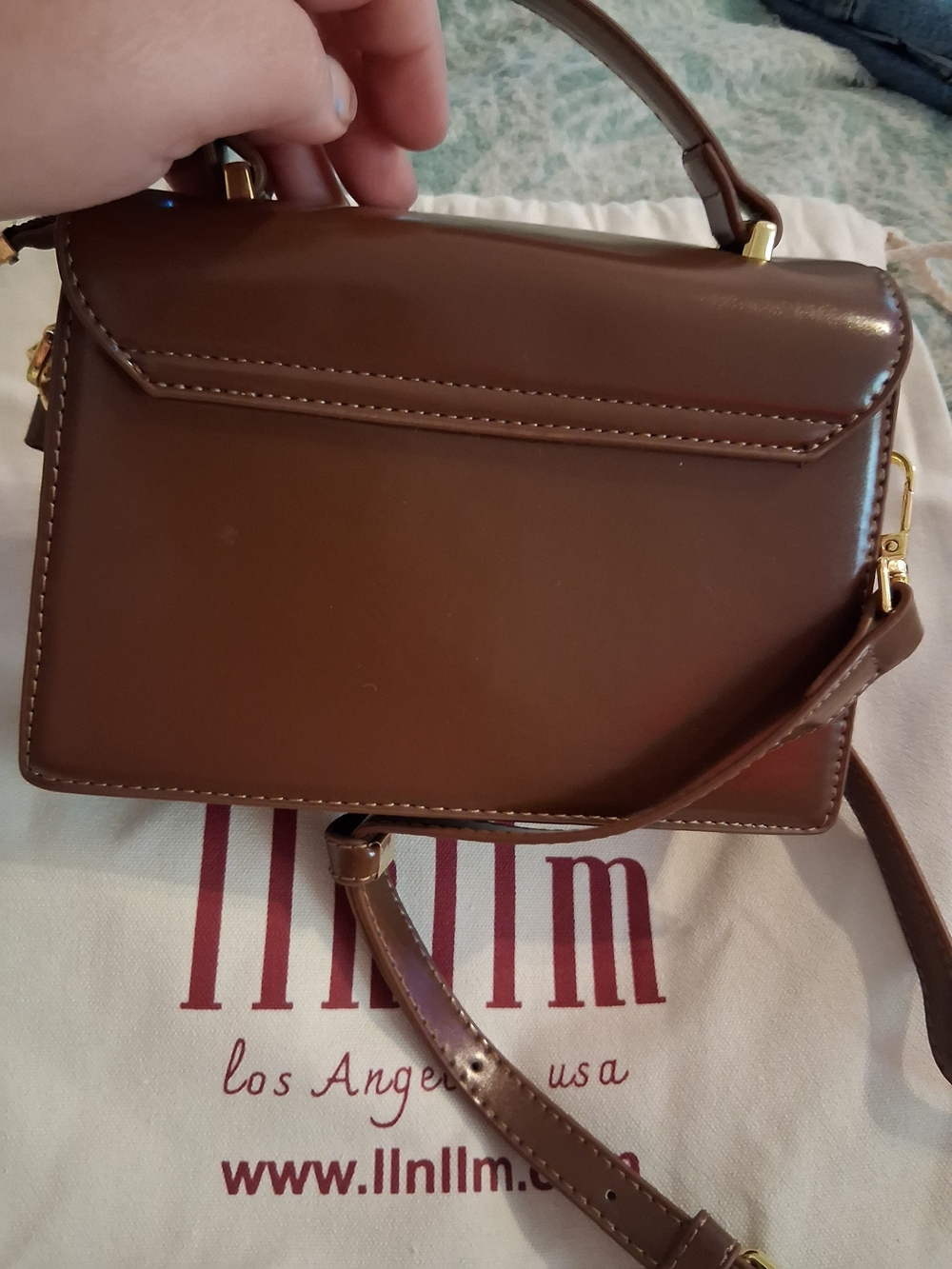 Brown Authentic Leather Top-Handle Crossbody Bag With Dustbag - Picture 4 of 7